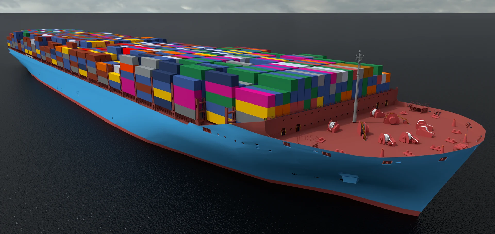 Conceptual illustration of an autonomous cargo ship without conventional superstructure