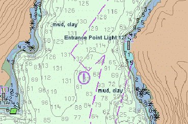 Screenshot of a U.S. Coast Guard electronic navigational chart display
