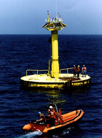 Illustration of an NDBC 10-meter discus ocean buoy