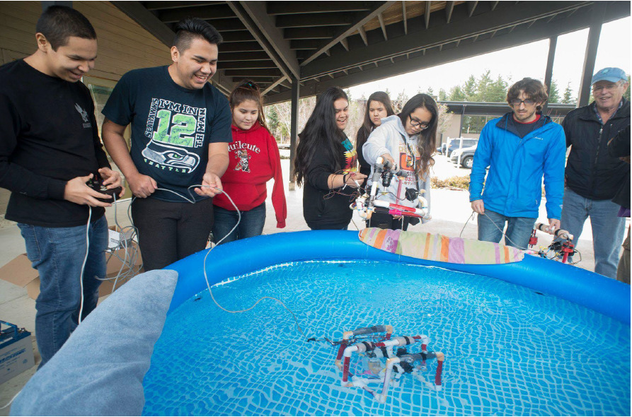 NOAA education ROV on a dock, not a consumer drone under a ship hull
