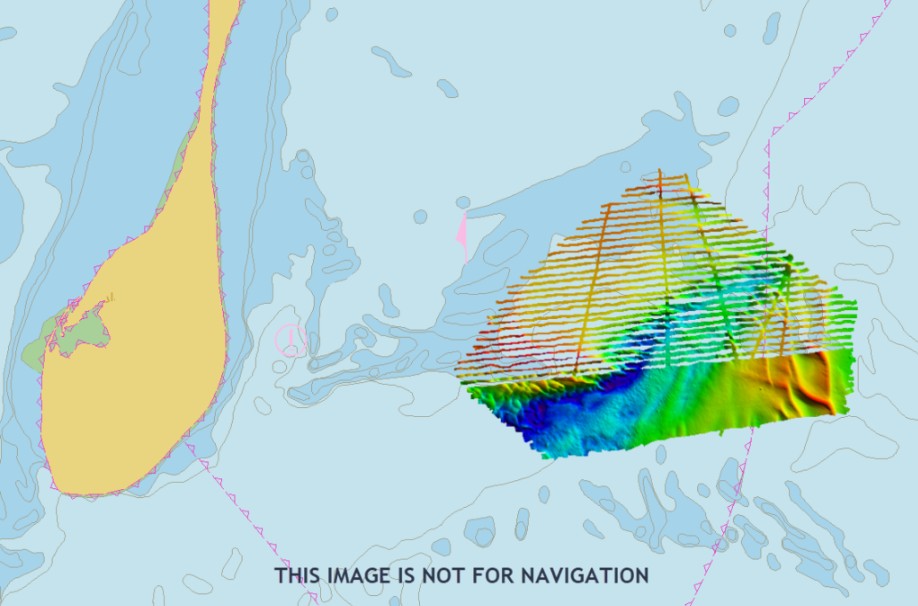Colored sounding coverage from NOAA hydrographic survey launches