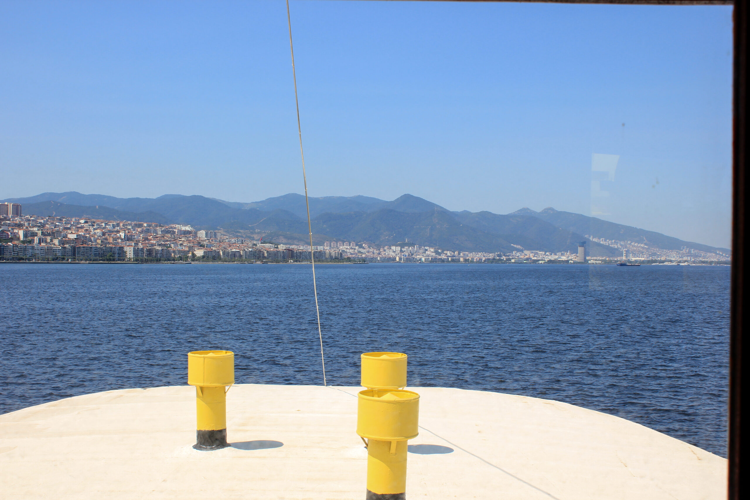 Ferry wheelhouse showing navigational instrument displays
